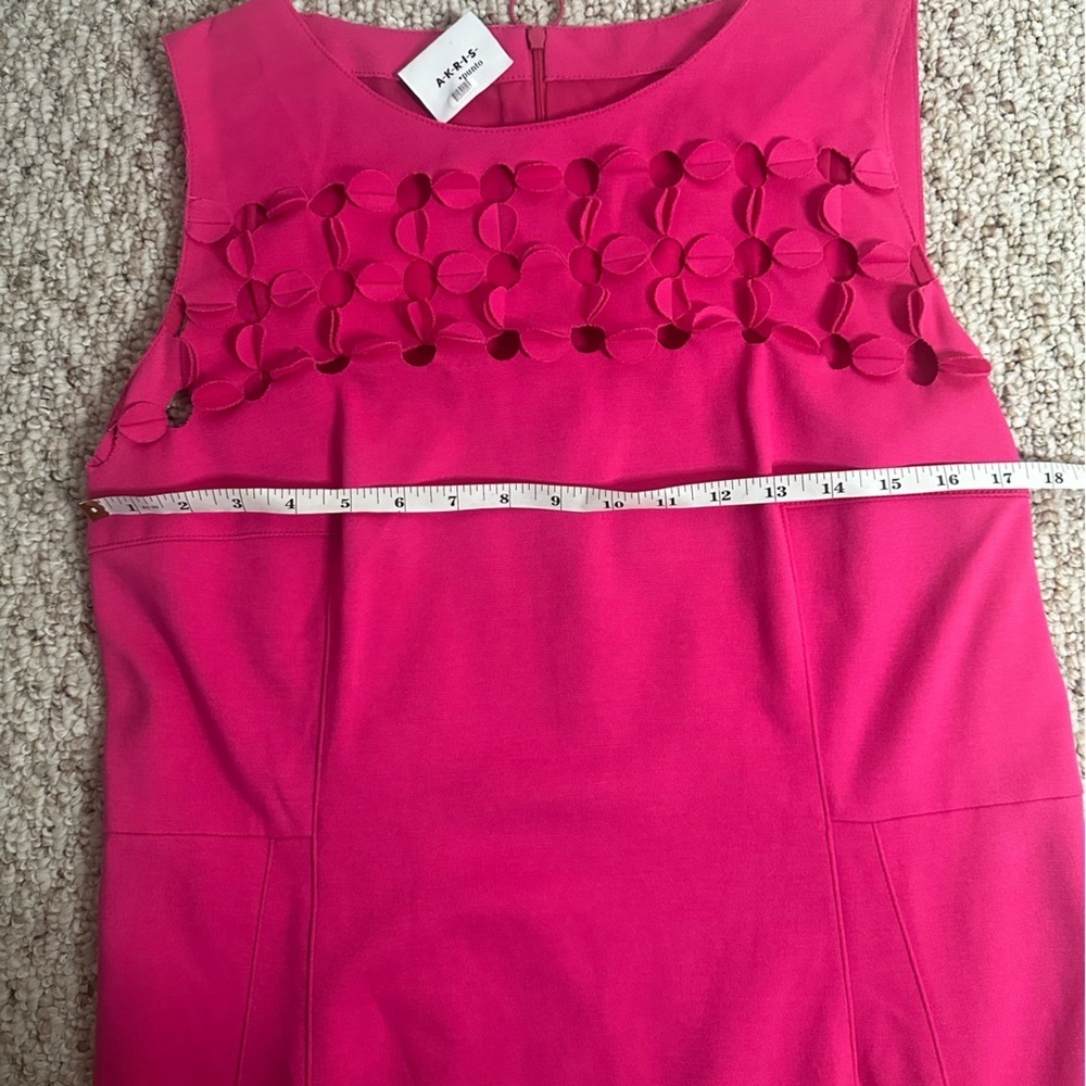 Akris Punto Hot Pink Midi Dress with White Accent Dots - Picture 9 of 10